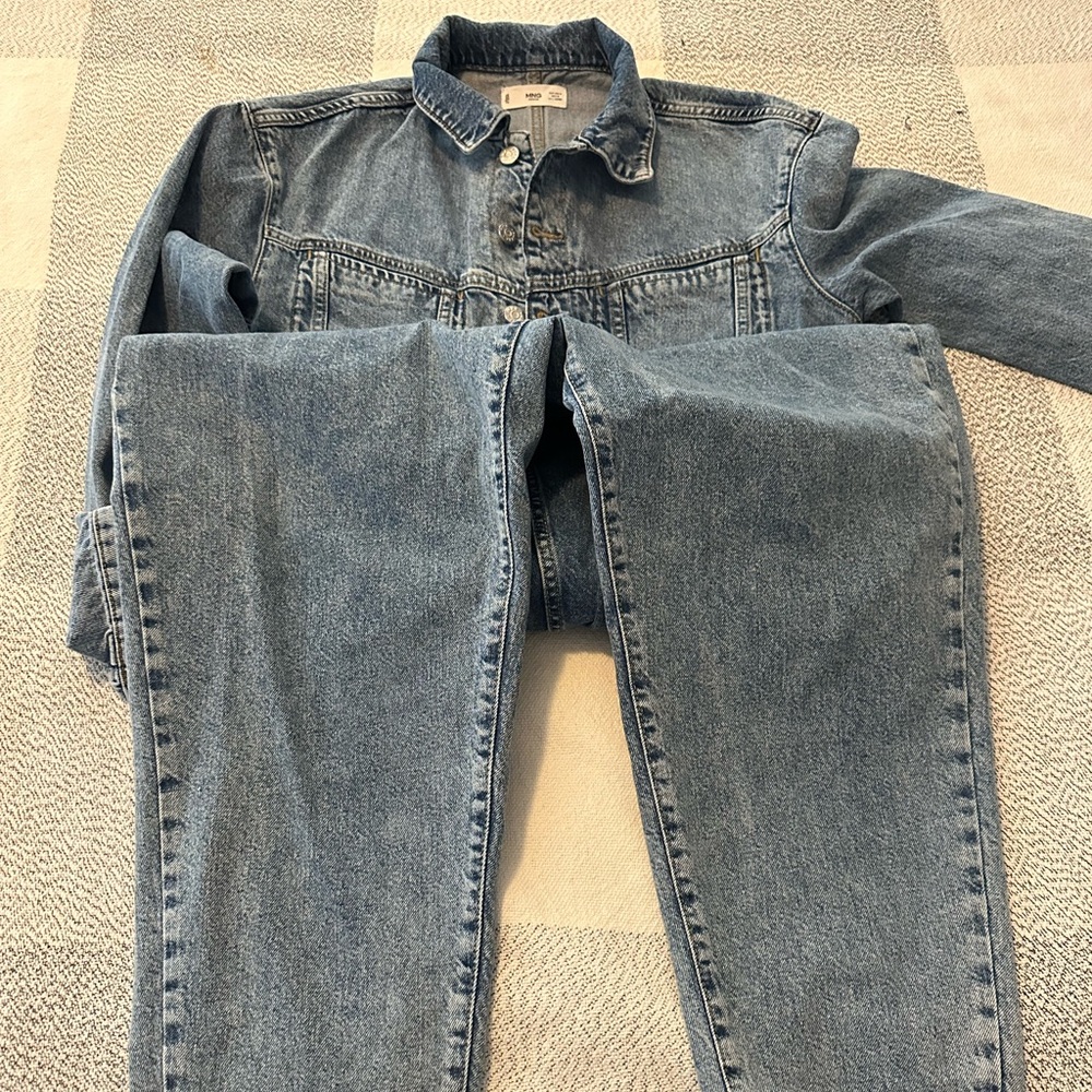Mango Women's Light Wash Denim Jumpsuit